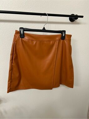 a new day Faux Leather Mini Skirt in Cognac Brown
